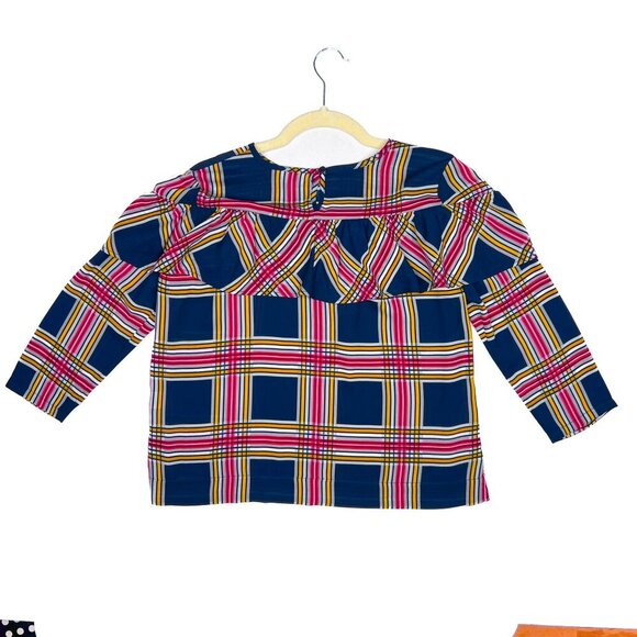 Crown and Ivy Petite Plaid Blouse 3/4 Sleeve Ruffle Size PP (XS) - Picture 2 of 7